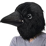 CreepyParty Schwarze Krähe Maske Rabe Maske Tier Latex Vollkopf Realistische Masken für Halloween...