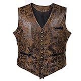 Bslingerie® Herren Steampunk Gothic Faux Leather Kostüm Korsett Weste (M, Braun)