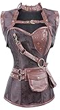 PANOZON Damen Steampunk Brokatmuster Corsage Korsett Vintage Retro Frauen Gothic...