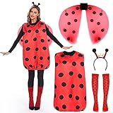 FORMIZON Marienkäfer Kostüm, Ladybug kostüm, Rot Marienkäferkostüm mit Flügeln, Beinärmel und...