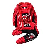AsKong 3-teiliger Spider-Man-Anzug für Jungen, Sweatshirt, lange Hose, Reißverschlussweste,...