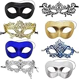 CNYMANY 8 Stk Spitzenmasken für Paare Sexy Augenmaske für Frauen Männer zum Ballfest...