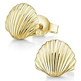 MATERIA Muschel Ohrringe Gold - goldene Stecker Damen klein vergoldet Modeschmuck SO-415-Gold