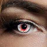 Farbige weiße Kontaktlinsen mit roten Blutspritzer, die Zombielinse, Bloodshot, Halloween...