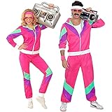 Widmann - Kostüm Trainingsanzug, rosa, 80er Jahre Outfit, Jogginganzug, Bad Taste Outfit,...