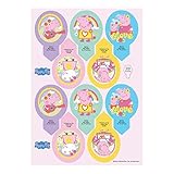 Dekozauber24 Essbare Einstecker Peppa Pig, 20 Stück, Tortendeko Muffins Cupcakes Pins 6,5x4cm