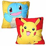 PKMN Pokemon | Pikachu & Schiggy | Kinder Kissen 40 x 40 cm | Dekokissen