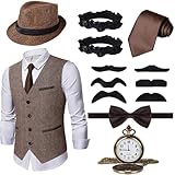 Ulikey 20er Jahre Herren Accessoires, 1920er Mafia Kostüm Herren Set, 1920er Herren Kostüm...
