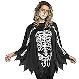 Boland 79184 - Poncho Skelett, schwarz/weiß, Einheitsgröße, Damen, Erwachsene, Halloween,...
