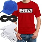 T-Shirt Herren Banditen Bande Verkleidung T Shirt Panzerknacker Kostüm Karneval Fasching Outfit JGA...