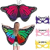 FANTESI 2 Stück Kinder Schmetterlingsflügel, Halloween Fee Schmetterling Umhang Flügel Kostüm...