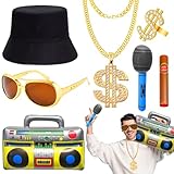 Cheloveer7pcs Zuhälter Kostüm Herren Hip Hop Kostüm 70er 80er Jahre Outfit Herren 80er Jahre...