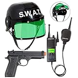 Widmann 28227 - Kostümzubehör S.W.A.T. für Kinder, Helm, Pistole und Funkgerät, schwarz,...