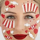 Party Factory Face Tattoo rot/weißer Clown, temporäres Glitter Gesichtstattoo für Motto Party,...