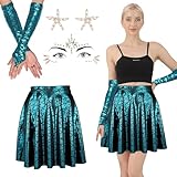 DAZZTIME Damen Meerjungfrau Kostüm,2 Stücke Seestern Haarspange+Meerjungfrau Gesicht...