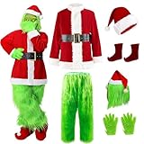 CCXBDY Grünes Monster Erwachsene,7 PCS Weihnachtsmann Outfit Grünes Monster Halloween Christmas...