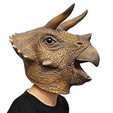 PartyCostume Halloween Kostüm Party Tierkopf Latex Maske Dinosaurier Triceratops