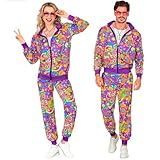 Widmann - Kostüm Trainingsanzug, Flower Power Hippie, Neon, Blumenmuster, 80er Jahre Outfit,...