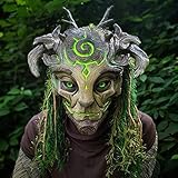 Halloween Horrormaske,Glühen Waldgeist Maske/Helm,Halloween Maske 3D Bandana Gesicht...