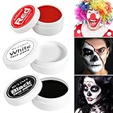 Halloween Clown Makeup Schwarz Weiß Rot Creme Gesicht Körperfarbe, Afflano Joker Zombie Vampire...