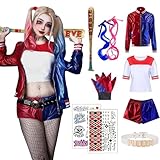 Antsparty Quinn Cosplay Kostüme für Erwachsene Kinder, Mädchen Bösewicht Suicide Kostüm mit...