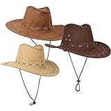 com-four® 3x Cowboyhüte für Erwachsene in verschiedenen Farben für z.B. Kostüm Set für...