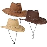 com-four® 3x Cowboyhüte für Erwachsene in verschiedenen Farben für z.B. Kostüm Set für...