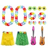 Hawaii Kostüm Damen Set,14in1 Hawaii Rock Outfit Damen Hawaii Party Kostüm für Beachparty...