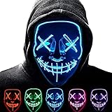 ALINILA Halloween Karneval Maske,LED Purge Maske Party Leuchtmaske 3 Steuerbar Verschiedene...