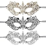 Xthrotsenk 3 Stück Maskenball Damen Maske Erogenous Spitzenmaske Halloween Auge Maskiert Karneval...