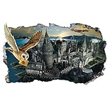Chicbanners V555 Wandtattoo 3D Wandaufkleber Harry Potter Hogwarts Castle Hedwig Eule 3D Magic...
