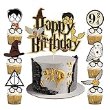 POLDE Glitter Magier Kuchen Deko, Magical Wizard Kuchen Deko, Zauberer Happy Birthday Cake Topper...