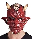 Boland 97505 - Latex Kopfmaske Teufel, Maske fürs Gesicht, Kostüm, Karneval, Halloween,...