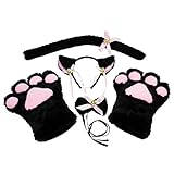 KEESIN Katze Cosplay Set,Kostüm Katze Katzen Kostüm Set Plüsch Klaue Handschuhe Katze Kätzchen...