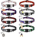 DAIHAQIKO 8 Stück Halloween Breakaway Katze Halsband mit Glocke Niedlich Einstellbar Kätzchen...