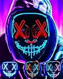 DWTECH LED-Halloween-Maske –beleuchtete Maske mit LED-Masken, EL-Draht, gruselige Maske für...