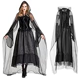Geisterbraut Königin Kostüm,Böse Königin Umhang Abendkleid,Halloween Kostüm Damen Geist,Hexen...