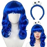 Krümelmonster Haarreif und Blau Perücke, Cookie Krümelmonster Haarreif mit Augen, Perücke,...