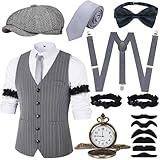 JONRRYIN 20er Jahre Herren Accessoires, 1920er Mafia Kostüm Herren Set, 1920er Herren Kostüm...
