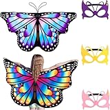 ruggito 2 Stück Schmetterlingsflügel Kinder und 3 Stück Schmetterlings Gesichtsbedeckungen Set,...