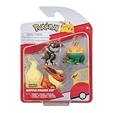 Pokémon PKW3047 - Battle Figure Set - Schlapfel, Balgoras, Flamara, offizielles Figuren Set