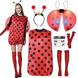 FORMIZON Marienkäfer Kostüm Damen, Große Größen Ladybug Kostüm, Rot Marienkäferkostüm mit...