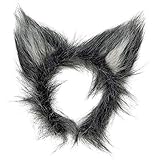 Widmann 2324W – Haarreif Wolfs Ohren, aus Plüsch, Schwarz/Grau, Kostümzubehör, Accessoire,...