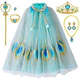 Tacobear Prinzessin Umhang Kinder Frozen Prinzessin Zubehör mit Prinzessin Krone Zauberstab Schmuck...
