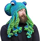 Bprtcra Handgewebte Gestrickte Mütze, Erwachsene Unisex Lustige Cartoon Octopus Lange Tentakel...