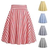 Rockabilly Rock Rot Weiß Gestreift Karneval Kostüm Popcorn Kostüm Damen Rock Damen Knielang...