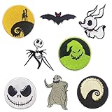 LYSPJEWY 8 Stück Halloween Nightmare Weihnachten bestickte Patches zum Aufnähen oder Aufbügeln...