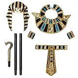 iEFiEL Halloween Pharao Kostüm Pharao Hut Golden Halskragen Armmanschetten Gürtel Ägyptischer...