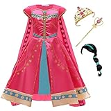 Kosplay Mädchen Prinzessin Jasmin Kostüm Kinder Aladdin Kostüm mit Perücke Haarschmuck Jasmin...