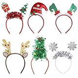 6-Teiliges Weihnachten Stirnband, Haarreif Weihnachten Rentiergeweih Weihnachtsbaum Schneeflocke,...